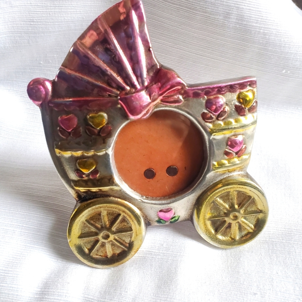 Designer Frame Pewter Baby Carriage Photo Mexican Artist Ann Kary NEW